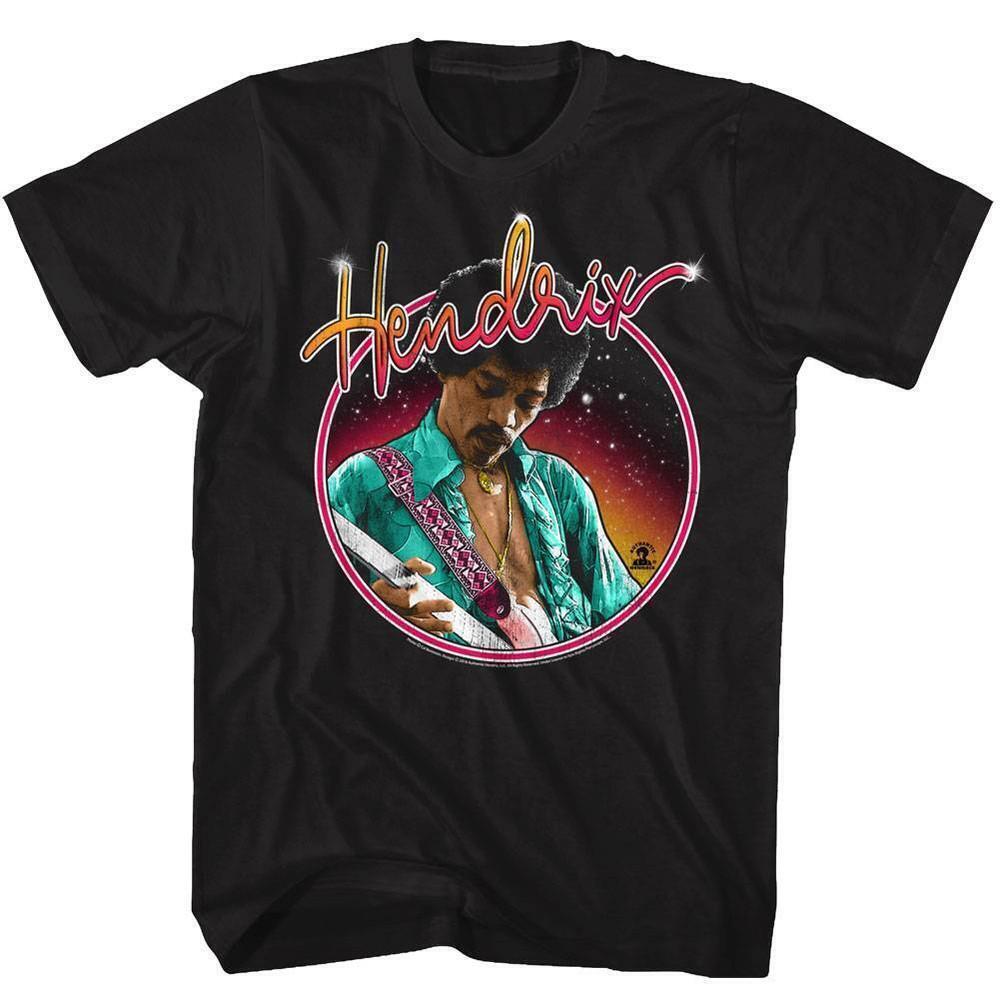 Jimi Hendrix Neon Black Adult T Shirt